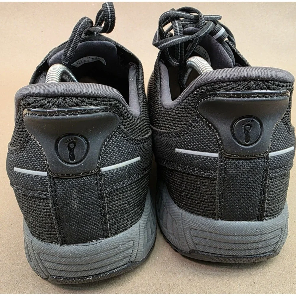Orthofeet Men's 11 2E Wide Black 20011 Mesh Diabetic Walking Shoes Lace Up Low